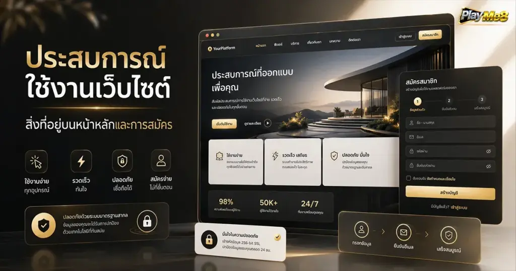 ประสบการณ์ใช้งานเว็บไซต์ สิ่งที่อยู่บนหน้าหลักและการสมัคร